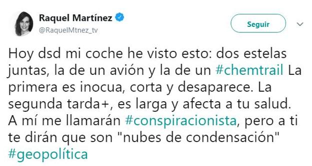 Mensaje de la periodista Raquel Martínez en Twitter. 