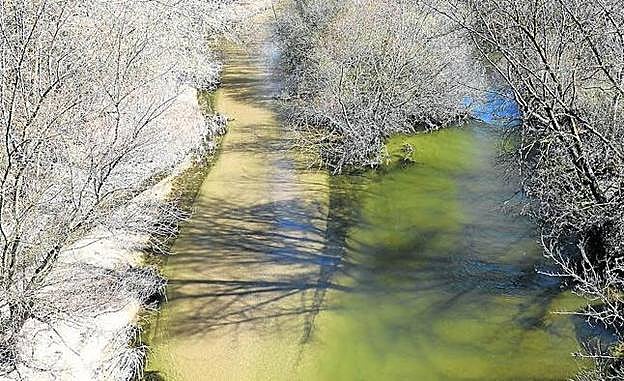 El río Adaja, a su paso por Valladolid, con el caudal muy bajo. 