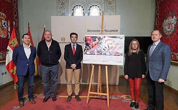 Las autoridades y federativos, en la presentación en la Diputación de la Fase Final de Íscar. 