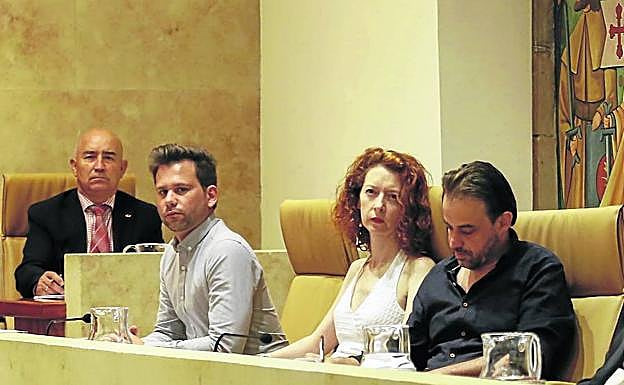Alejandro González Bueno, Ana Suárez y Fernanado Castaño, durante un pleno.