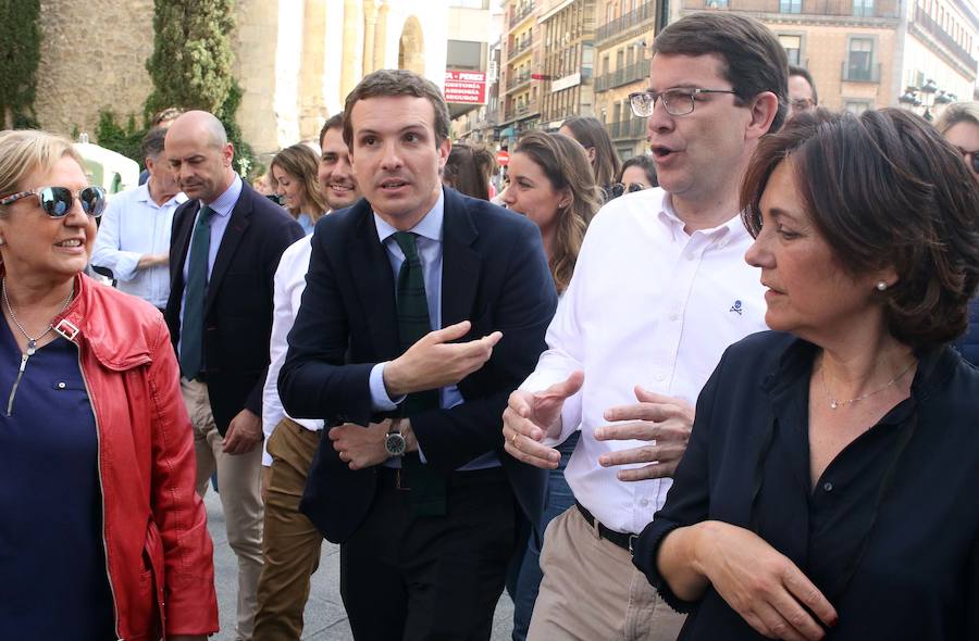 Fotos: El líder del PP, Pablo Casado, de visita por Segovia