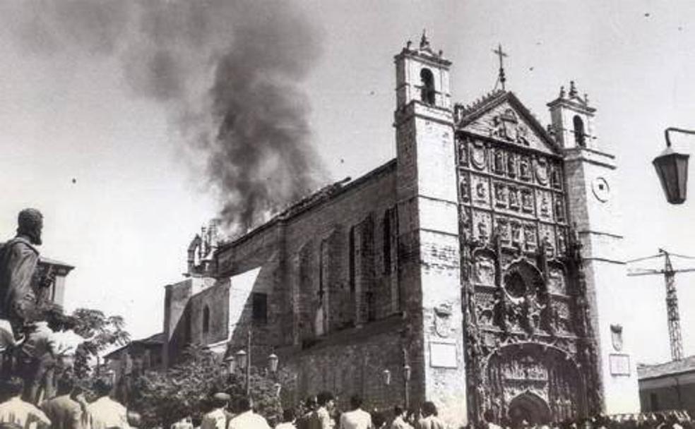 Imagen publicada en portada por El Norte de Castilla el 10 de septiembre de 1968, con el incendio en San Pablo ocurrido el día anterior. 