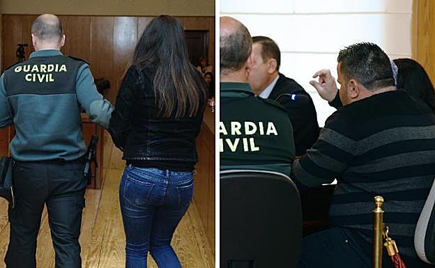 Davinia Muñoz, tras su interrogatorio y Roberto Hernández, durante su declaración. 