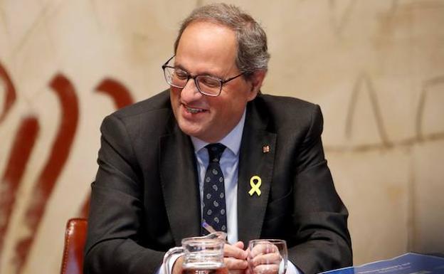 Quim Torra, este martes durante la reunión del Gobierno catalán.