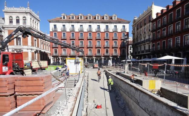 Obras en el aparcamiento de la Plaza Mayor, que han sido sufragadas con Inversiones Financieramente Sostenibles. 