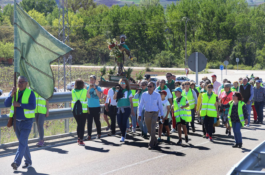 Fotos: San Isidro viaja en tren en la romería de Dueñas