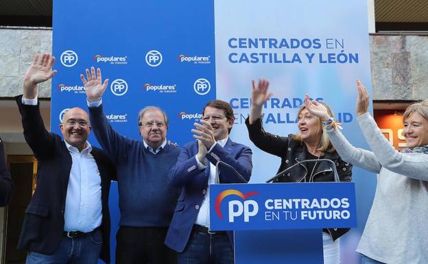 Carnero, Herrera, Fernández Mañueco, Del Olmo y Tejerina, en el acto celebrado esta tarde. 