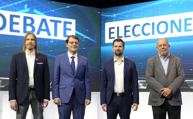 Fernández, Mañueco, Tudanca e Igea, antes del debate electoral. 