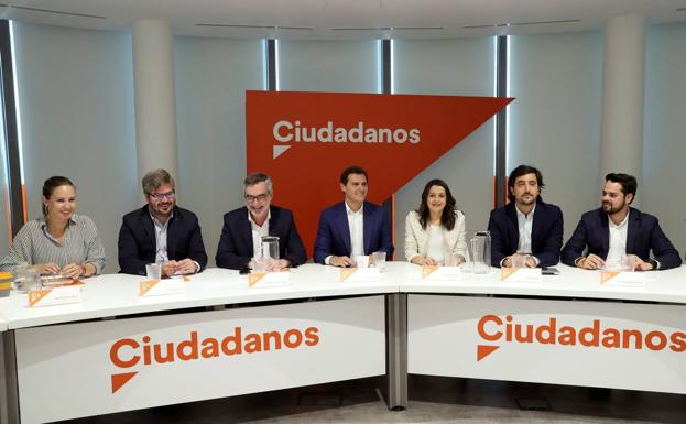 Reunión del Comité Ejecutivo de la formación naranja en la sede de la calle Alcalá, en Madrid.