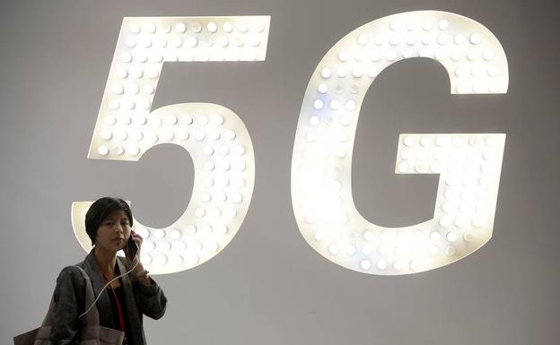 Señal de 5G en el Congreso mundial de móviles en Barcelona.