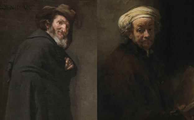'Menipo' , Velázquez (h. 1638) y 'Autorretrato como el apóstol san Pablo', Rembrandt (1661) 