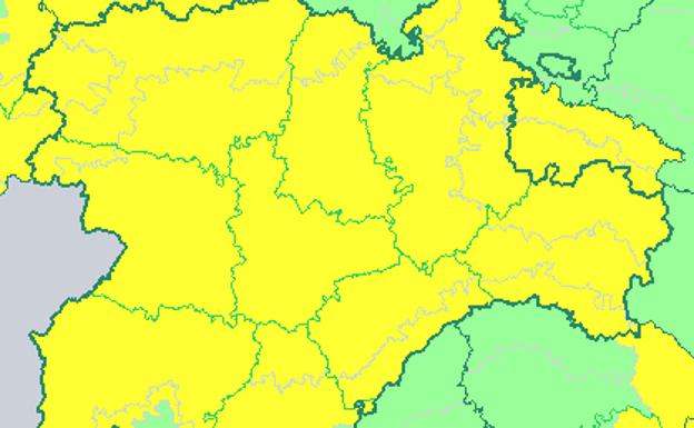 Mapa de alertas de la AEMET para hoy sábado en Castilla y León. 