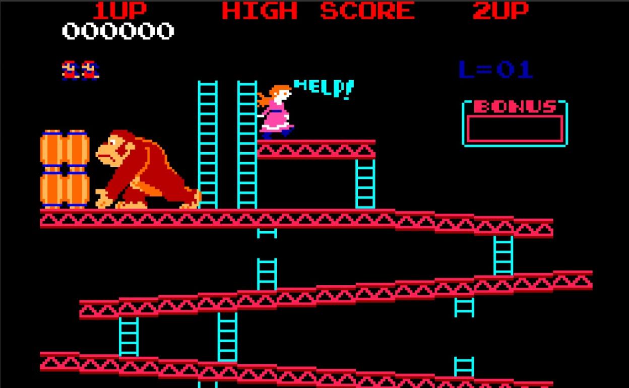 Pantalla del Donkey Kong de 1981. 