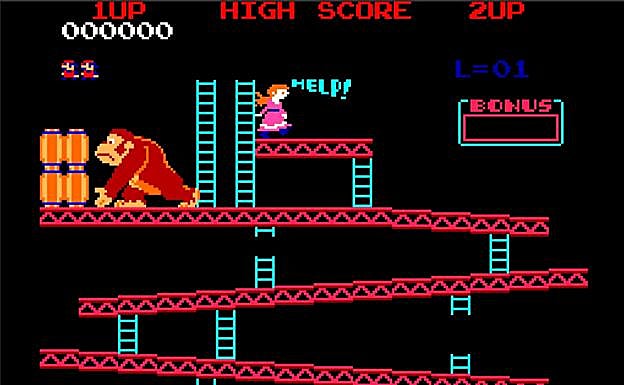 Pantalla del Donkey Kong de 1981. 