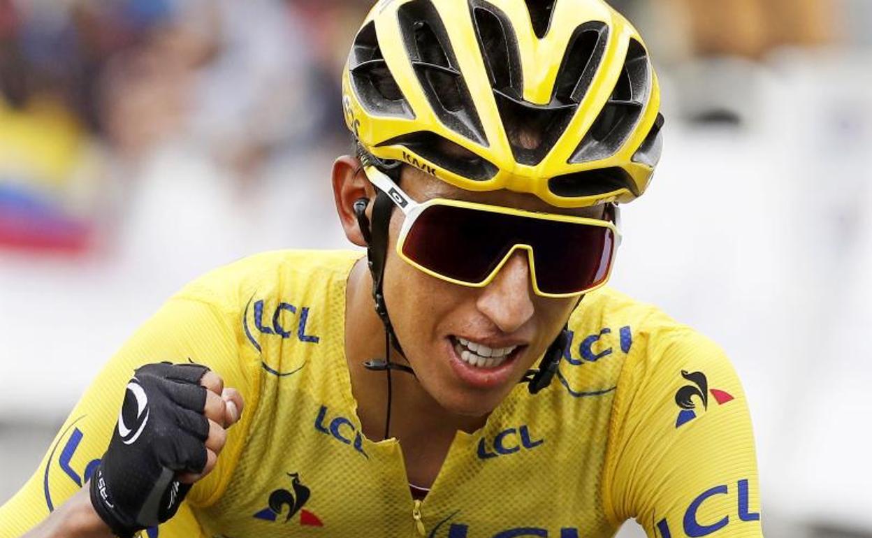 Egan Bernal, durante la penúltima etapa del Tour.