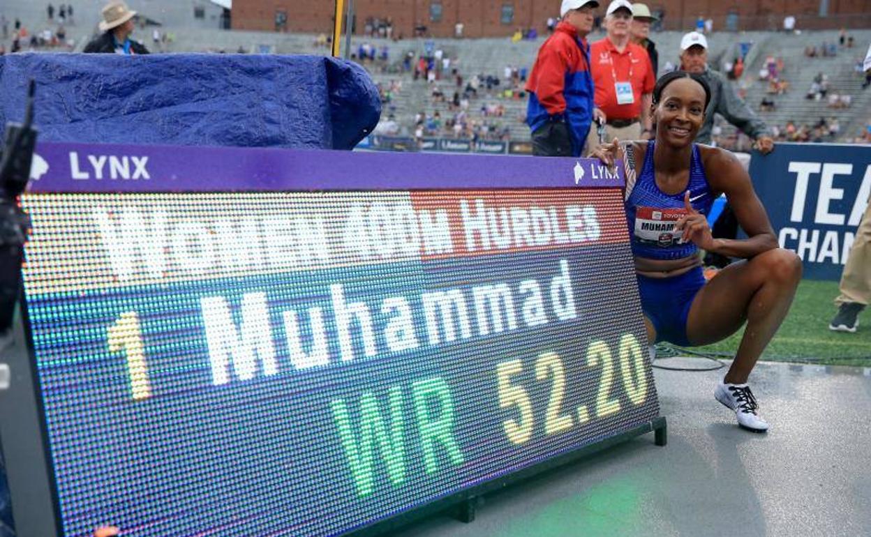 Dalilah Muhammad, con el récord mundial.