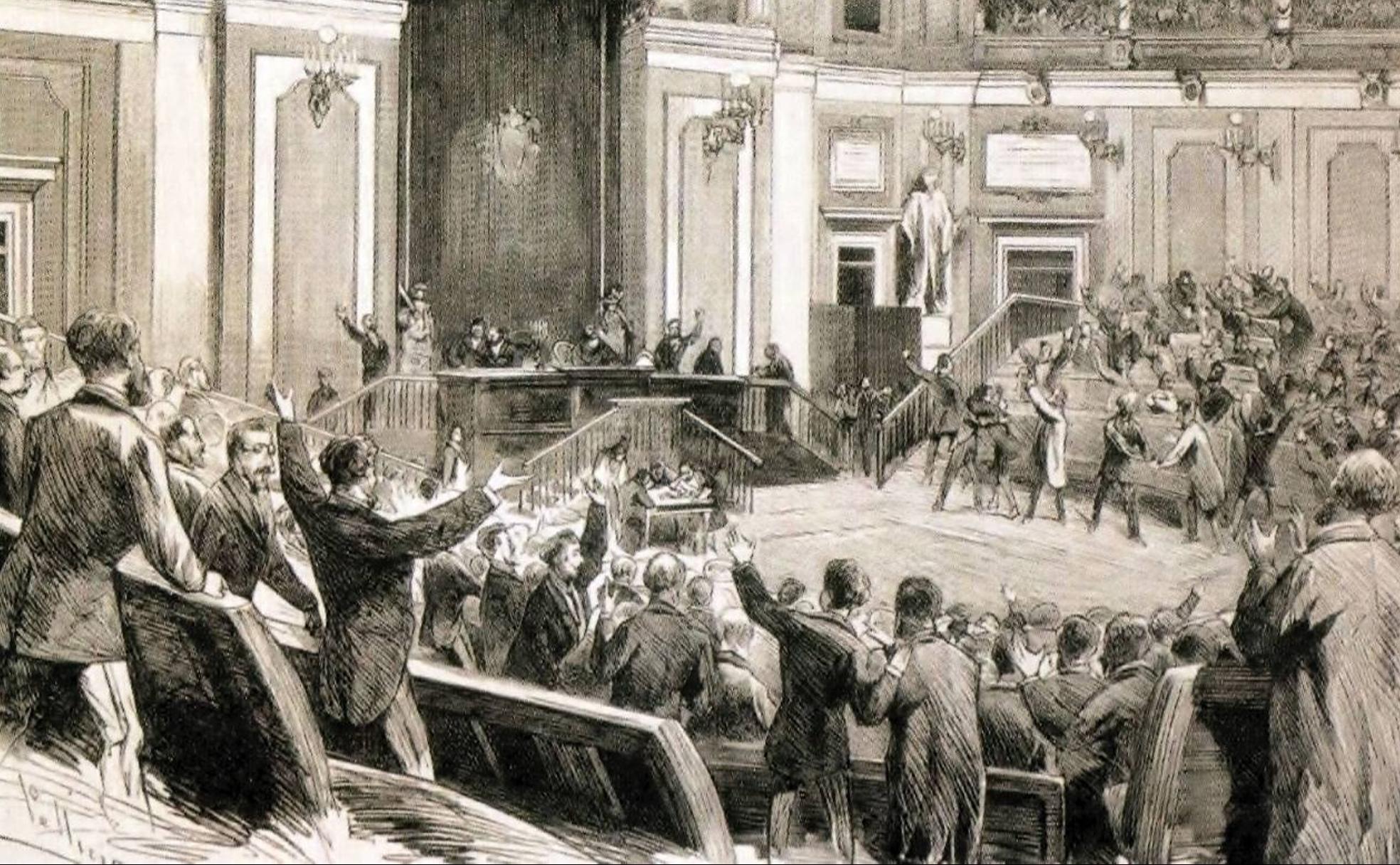 Proclamación de la I República por la Asamblea Nacional, según La Ilustración Española y Americana.