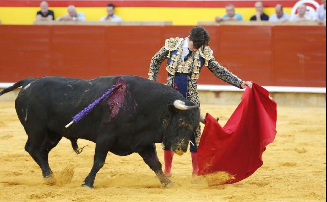 Toñete obliga a bajar la cara al quinto de la tarde, que correspondía a Ureña y al que cortó una oreja. 