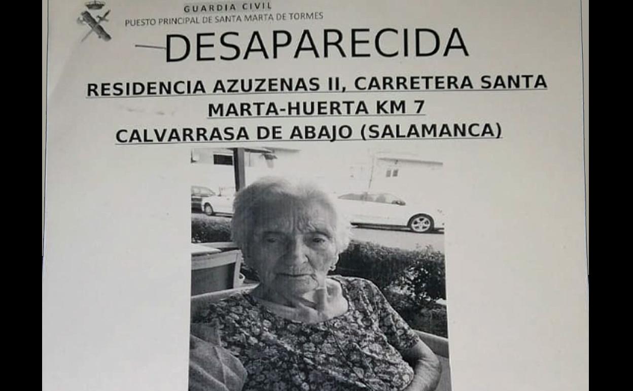 Cartel difundido sobre la desaparición solicitando la colaboración ciudadana.