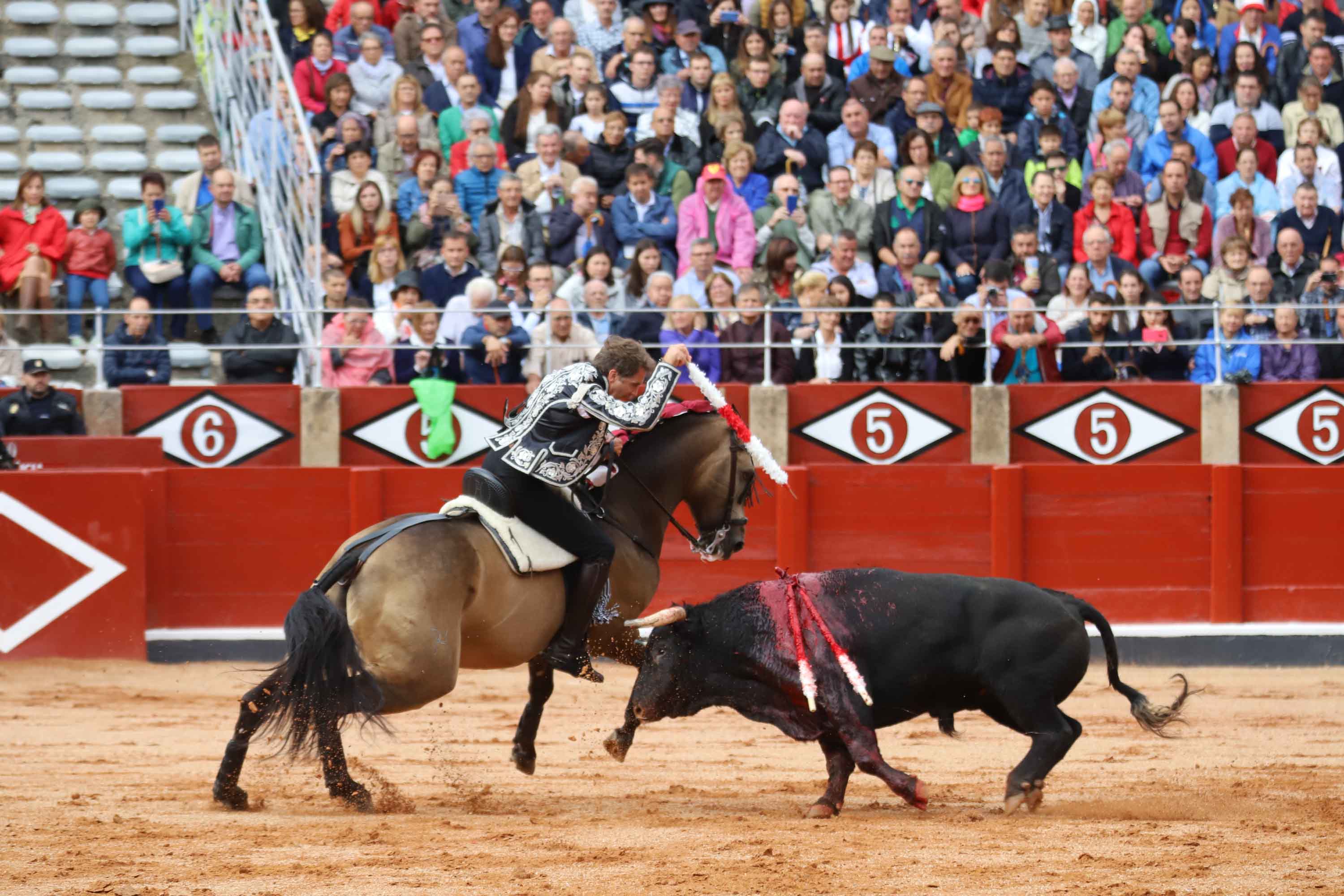 Lea Vicens y Guillermo Hermoso de Mendoza abrieron la puerta grande de La Glorieta tras cortar dos orejas cada uno en el sexto y último festejo de la Feria de Salamanca en el que Pablo Hermoso de Mendoza con toros de Herederos de Sánchez y Sánchez se fue de vacío