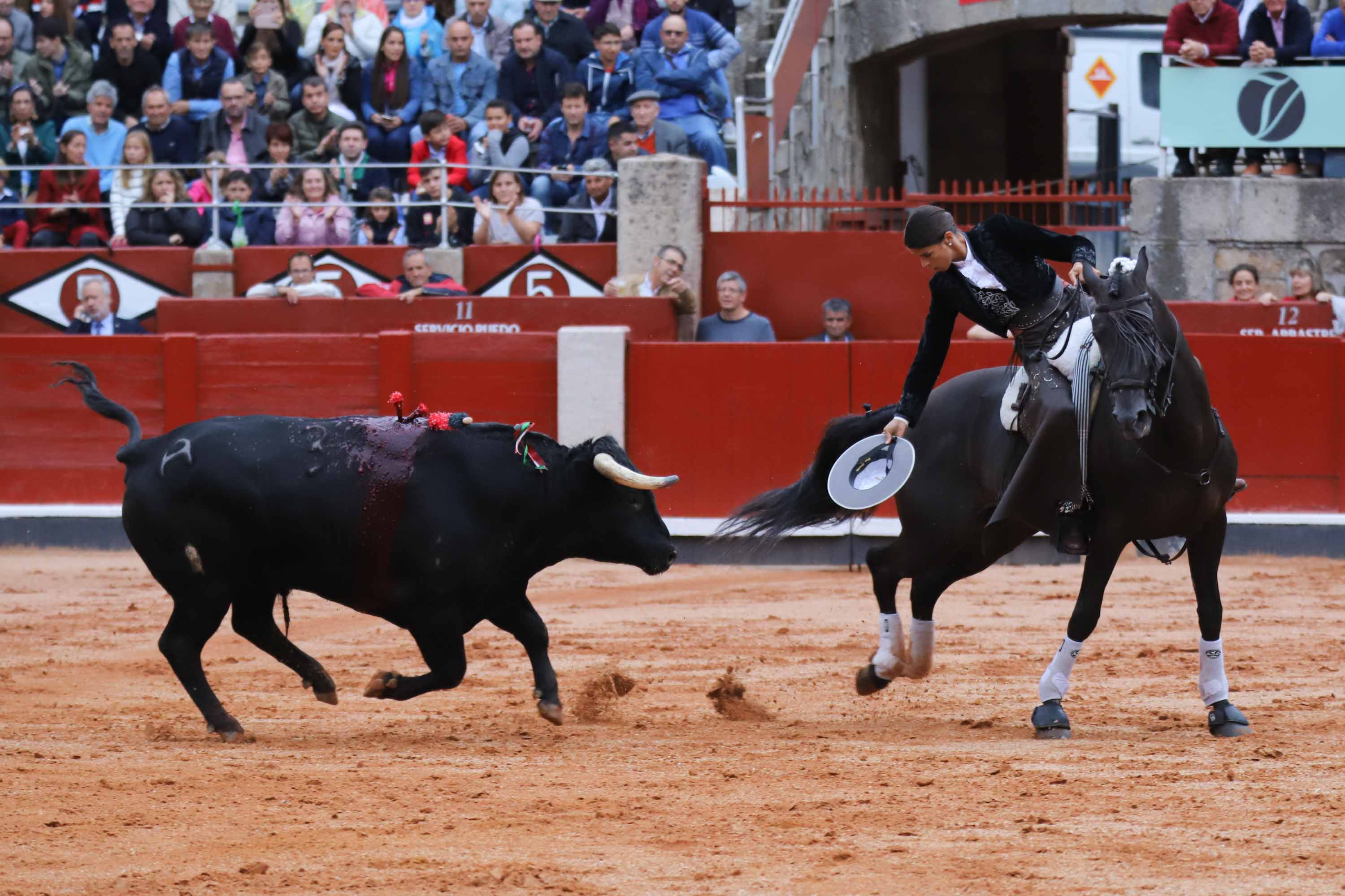 Lea Vicens y Guillermo Hermoso de Mendoza abrieron la puerta grande de La Glorieta tras cortar dos orejas cada uno en el sexto y último festejo de la Feria de Salamanca en el que Pablo Hermoso de Mendoza con toros de Herederos de Sánchez y Sánchez se fue de vacío