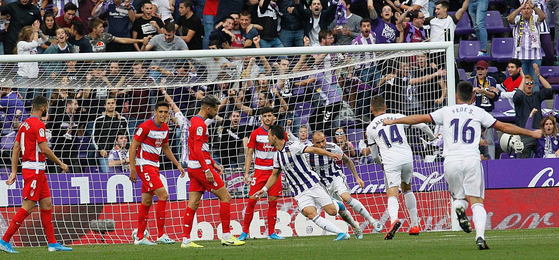 Óscar Plano adelantó al Real Valladolid después de una gran jugada llevada por Nacho, Guardiola y Toni Villa y empató Carlos Fernández