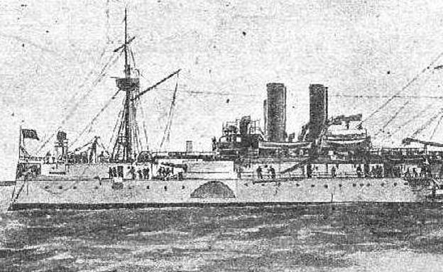 Ilustración del crucero antes de la explosión.