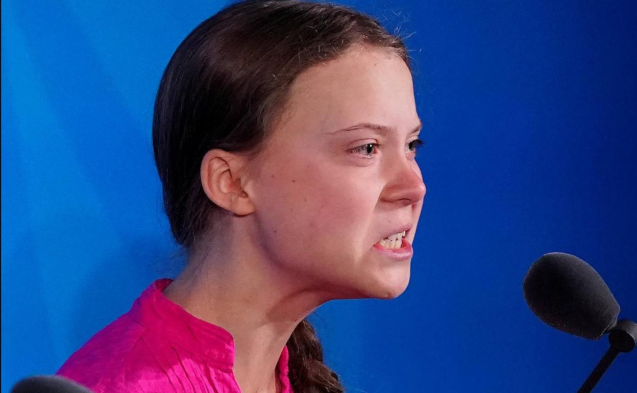 La activista Greta Thunberg se dirige a los líderes mundiales al comienzo de la Cumbre de Acción Climática en la Asamblea General de las Naciones Unidas.