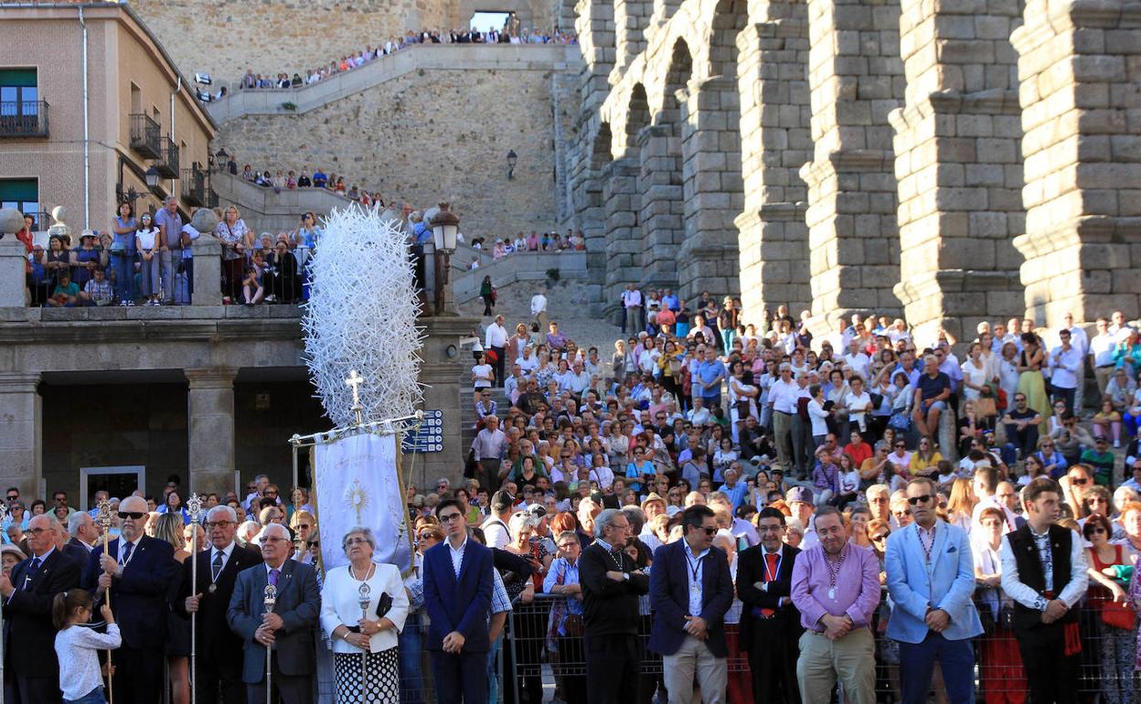 Plaza del Azoguejo, llena de gente el pasado domingo.