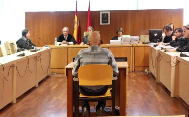Pedro Luis Gallego, de espaldas, durante el juicio en la Audiencia Provincial de Madrid. 