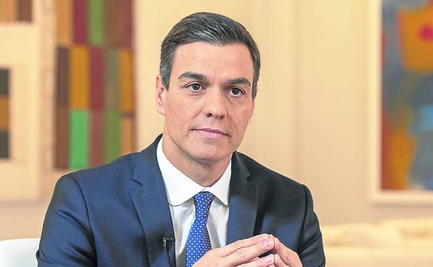 Pedro Sánchez, el pasado viernes, en su despacho del Palacio de la Moncloa. 