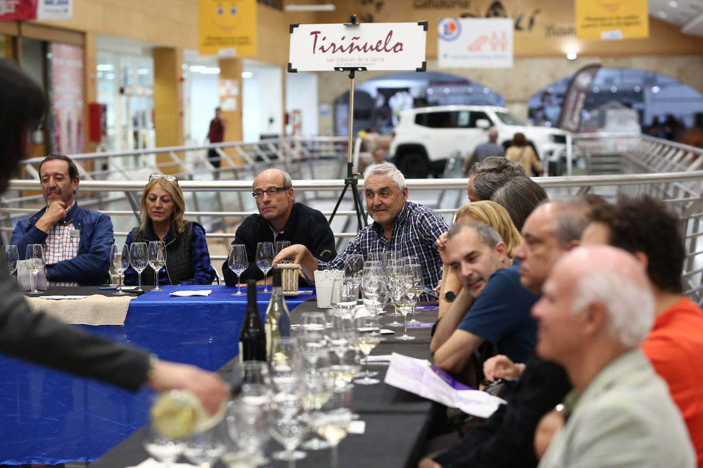 El Hipermercado E.Leclerc de Salamanca acogió ayer la última de las catas de su Feria del Vino, en la que una treintena de personas pudieron degustar diferentes caldos elaborados por Vinos Tiriñuelo, de San Esteban de la Sierra.