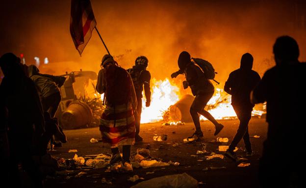 Batalla campal vivida en Barcelona el viernes. 