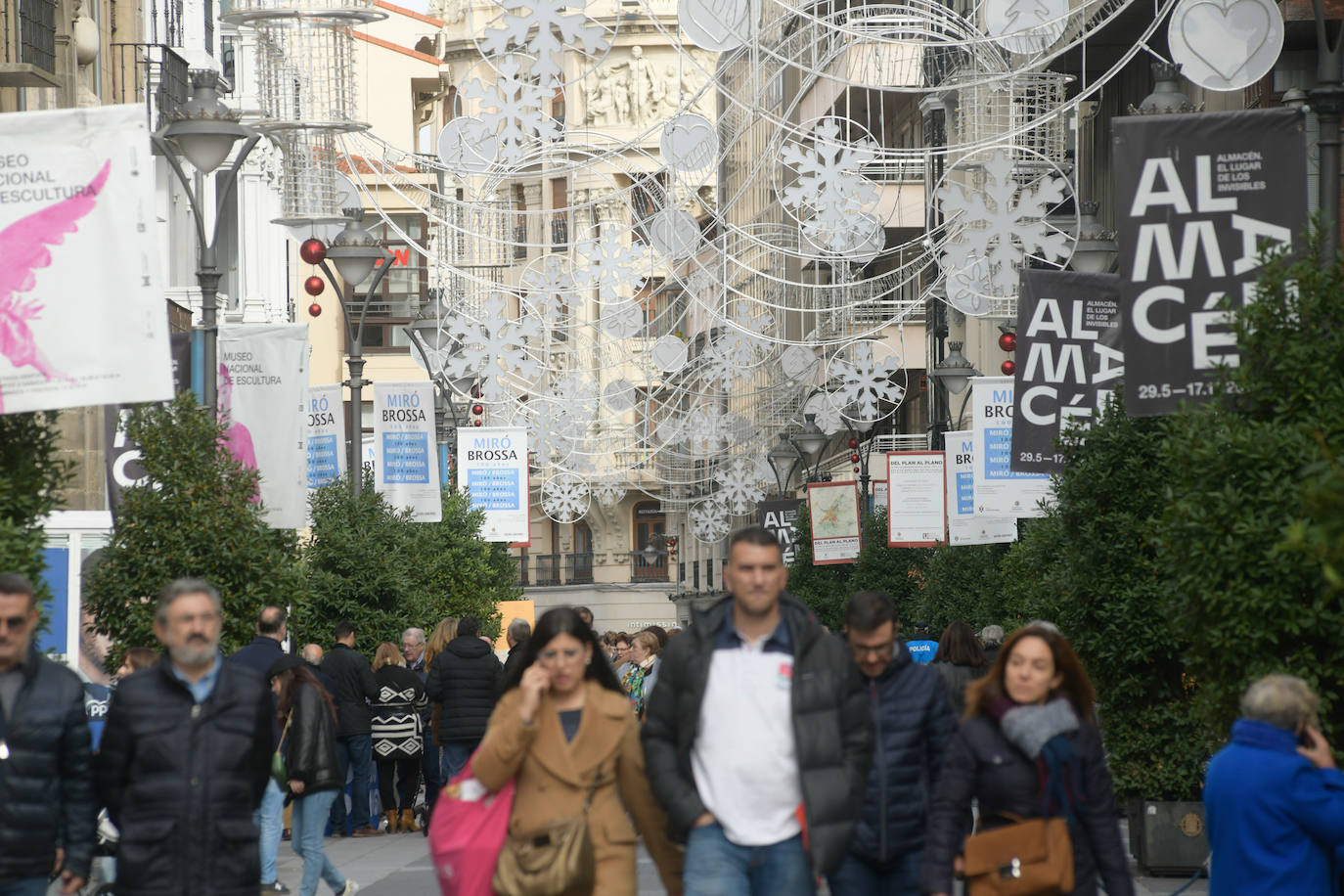 El Ayuntamiento de Valladolid ha colocado el árbol de Navidad en la Plaza Mayor y luces navideñas en las calles del centro.