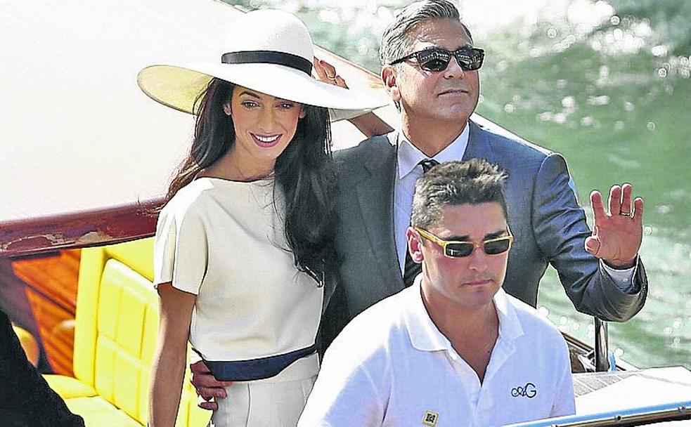 George Clooney y Amal Alamuddin, el día de su boda en Venecia. 