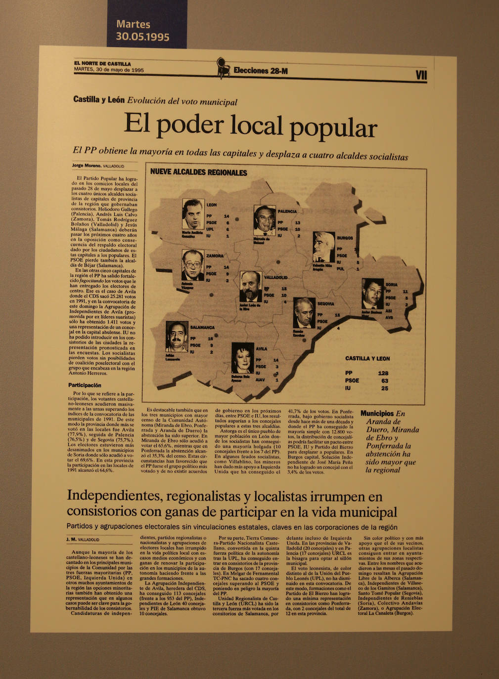Las Cortes de Castilla y León y El Norte de Castilla reúnen en una exposición, a partir de la completa hemeroteca del diario decano de la prensa española, los hitos de los 11 comicios locales desde 1979
