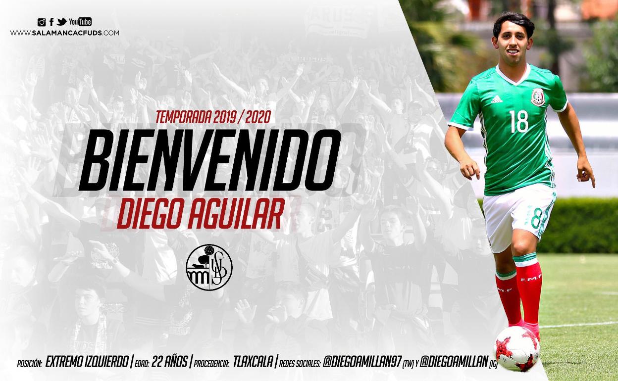El Salamanca CF UDS anuncia el fichaje del extremo mexicano Diego de Jesús Aguilar
