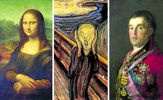 'La Gioconda', 'El grito' y 'Duque de Wellington'.