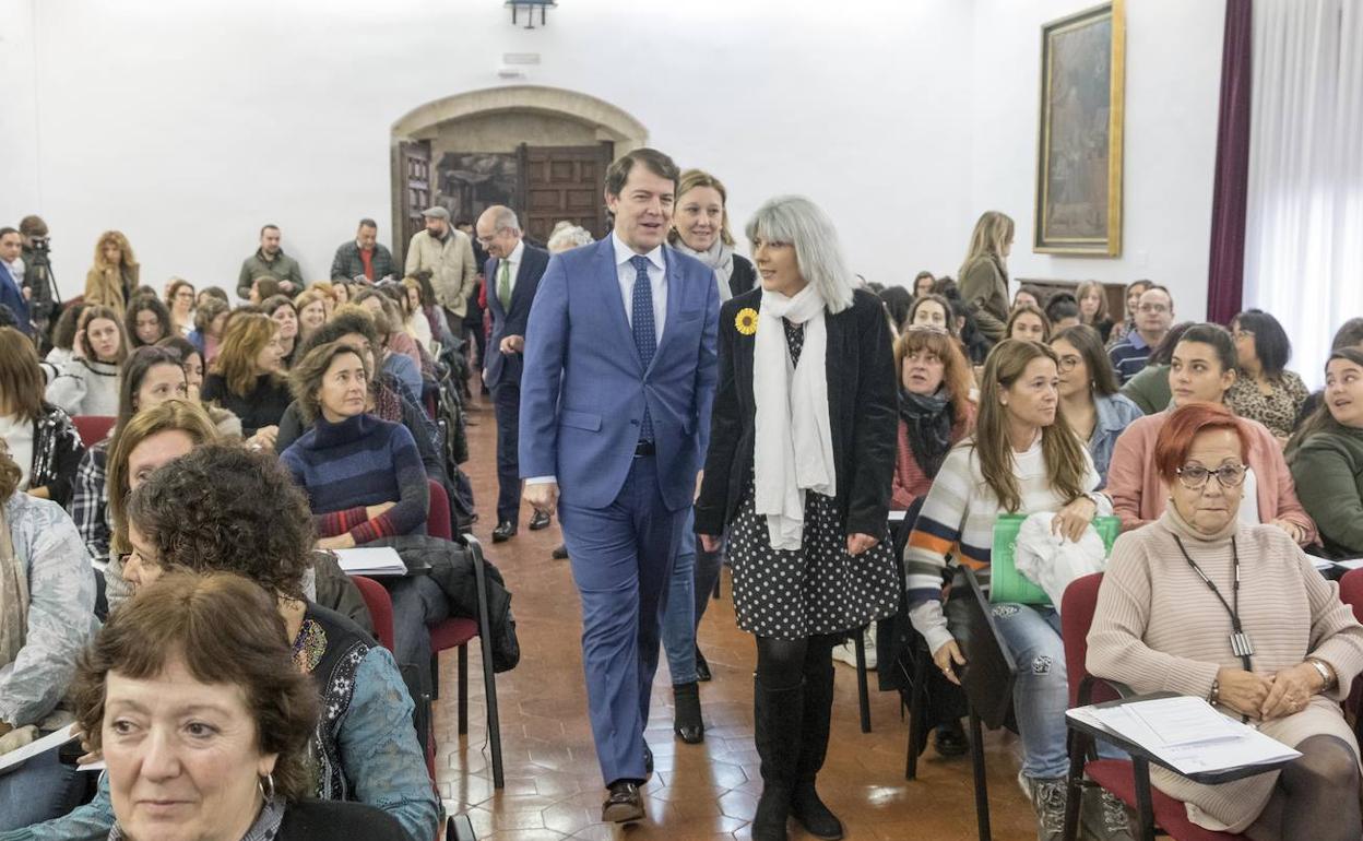 El presidente de la Junta de Castilla y León, a su llegada a Fonseca.