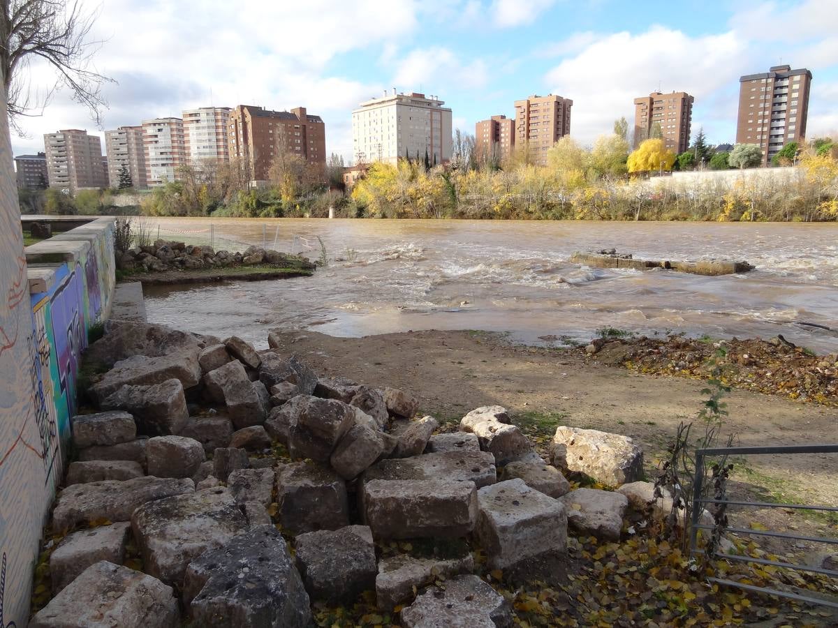 A última hora del lunes, el río llegó a arrastrar 272 metros cúbicos y anegó los paseos inferiores bajo el puente de Poniente