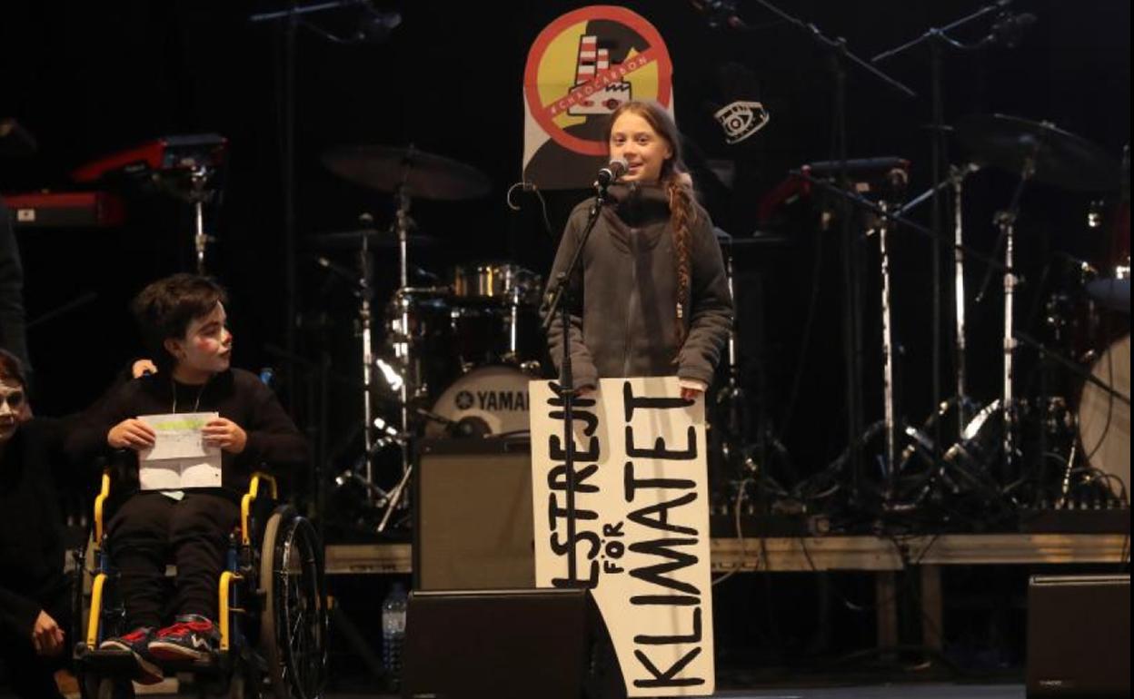 Greta Thunberg durante el cierre dela cumbre.