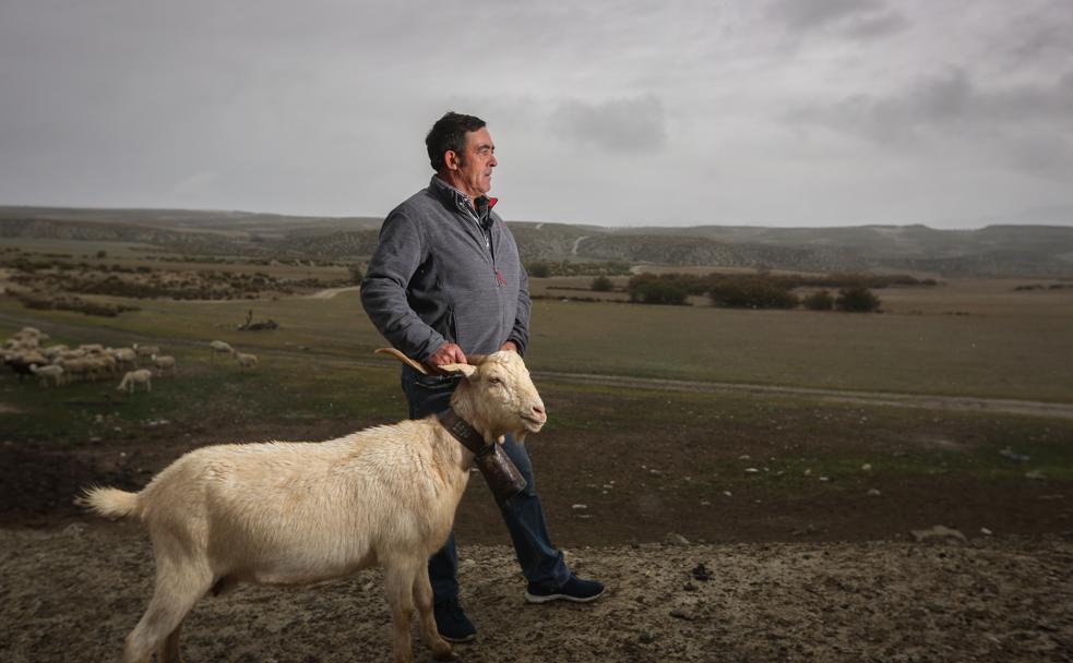 El pastor y ganadero Ángel Martínez posa en uno de los escenarios de la película, en el norte de la provincia de Granada.