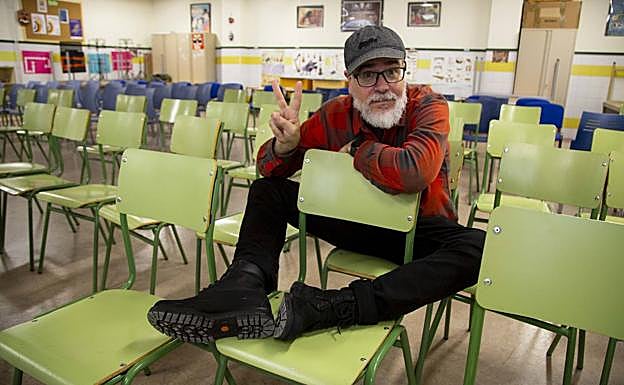 Gonzalo Frasca, en el aula de música donde impartió su conferencia, en el IES Galileo de Valladolid. 
