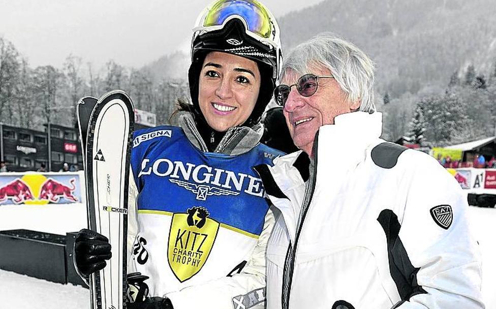 Bernie Ecclestone y su hija Tamara, en una estación de esquí.