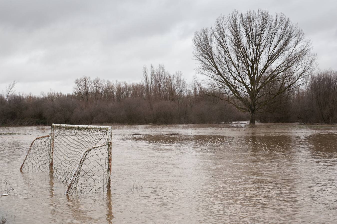 Crecida del río Orbigo a su paso por Vecilla de la Polvorosa