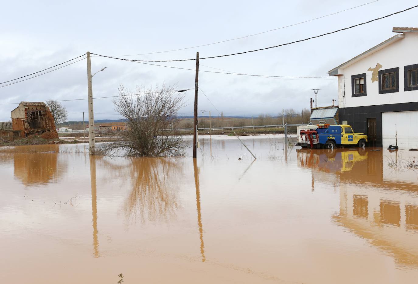 Campo anegado en Herrera de Pisuerga en Palencia.