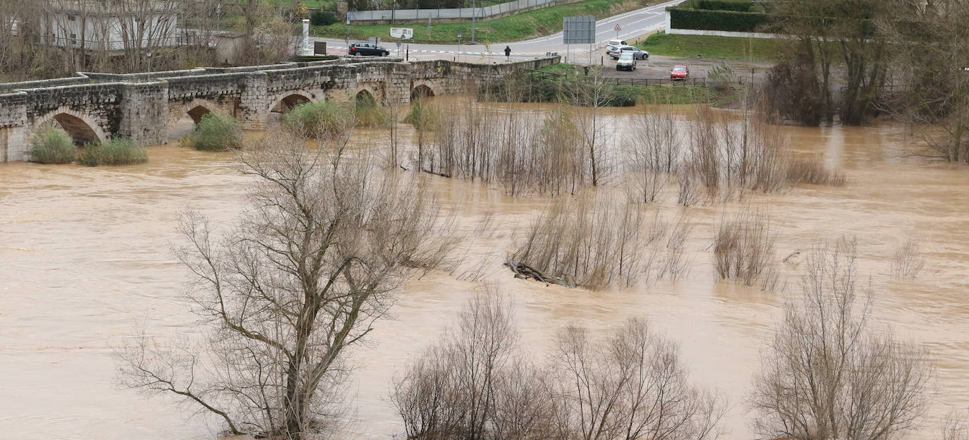 Fotos: El Pisuerga, a punto de inundar por completo el puente de Simancas