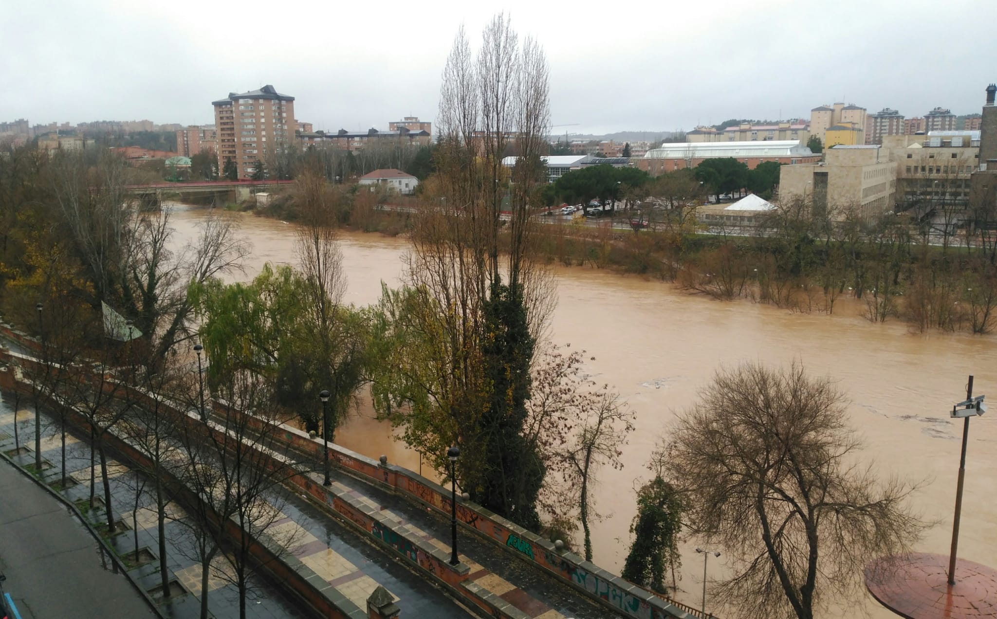 Durante este domingo el caudal fluvial del Pisuerga a su paso por Valladolid ha alcanzado los 1.190 metros cúbicos por segundo.