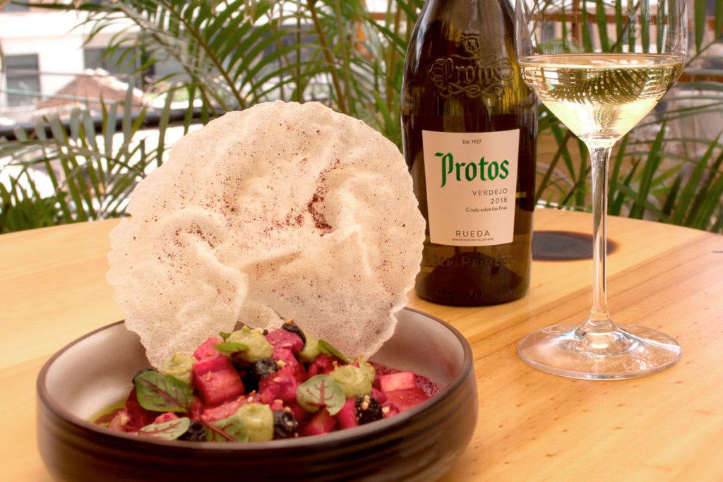 Poquiche del restaurante Somos de Ecuador,q ue armonizan con Protos Verdejo. 