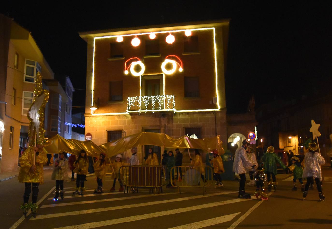 Los Reyes Magos en la cabalgata de aguilar.
